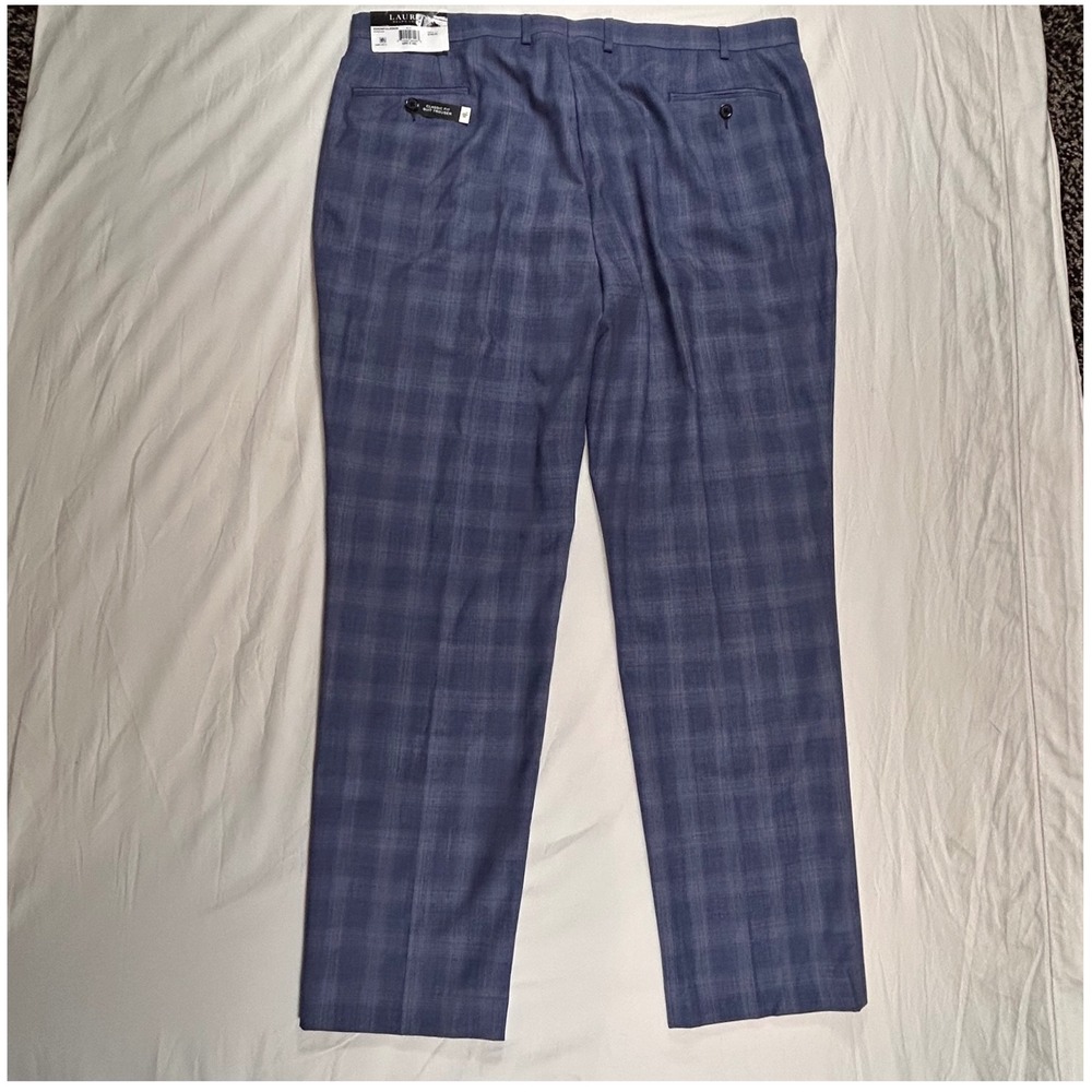 Lauren Ralph Lauren Mens Blue Plaid Edgewood UltraFlex Suit Pants 42W x‎ 32L NEW - Picture 8 of 9